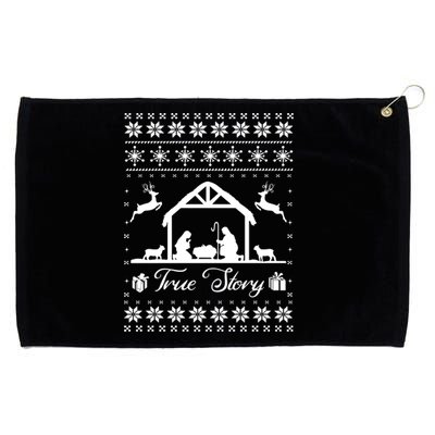 Christmas Nativity True Nativity Story Scene Ugly Sweater Grommeted Golf Towel