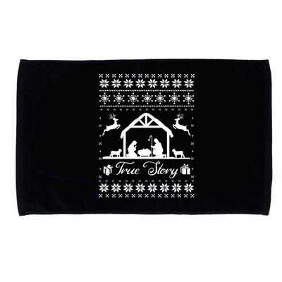 Christmas Nativity True Nativity Story Scene Ugly Sweater Microfiber Hand Towel