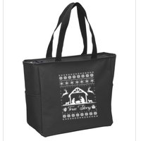 Christmas Nativity True Nativity Story Scene Ugly Sweater Zip Tote Bag