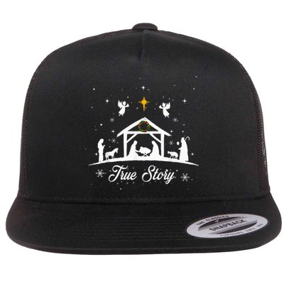 Christmas Nativity True Story Nativity Scene Family Matching  Flat Bill Trucker Hat