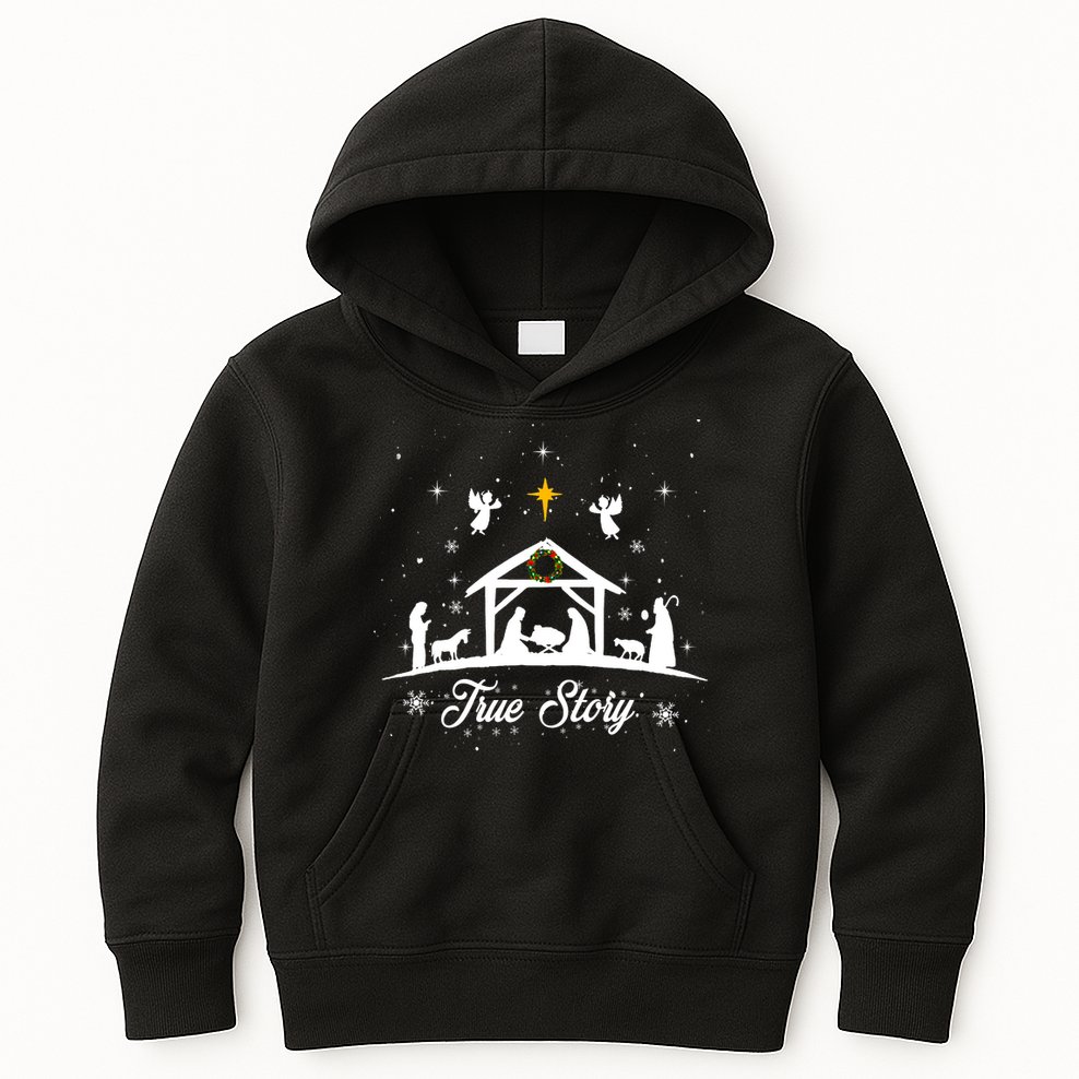 Christmas Nativity True Story Nativity Scene Gifts Kids Hoodie