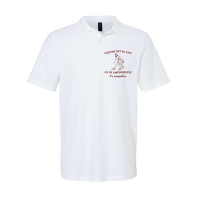 Careful Not To Trip On My Awesomeness Retro Softstyle Adult Sport Polo