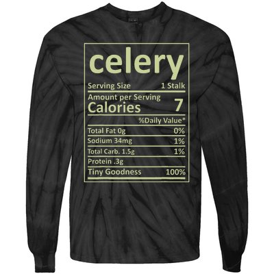 Celery Nutrition Thanksgiving Costume Food Facts Xmas Tie-Dye Long Sleeve Shirt