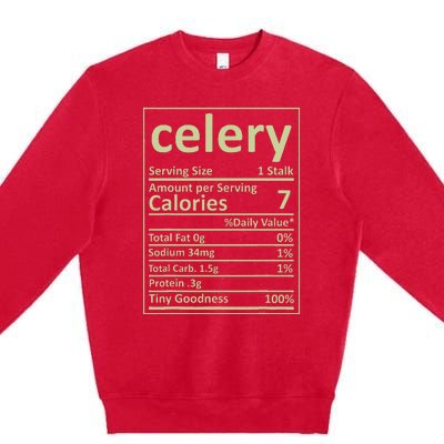 Celery Nutrition Thanksgiving Costume Food Facts Xmas Premium Crewneck Sweatshirt