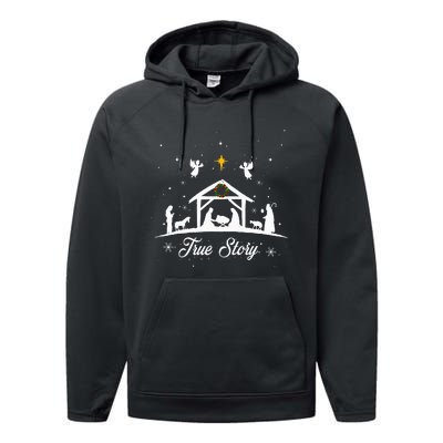 Christmas Nativity True Story Nativity Scene Gifts Performance Fleece Hoodie