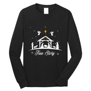 Christmas Nativity True Story Nativity Scene Gifts Long Sleeve Shirt