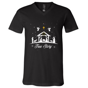 Christmas Nativity True Story Nativity Scene Gifts V-Neck T-Shirt