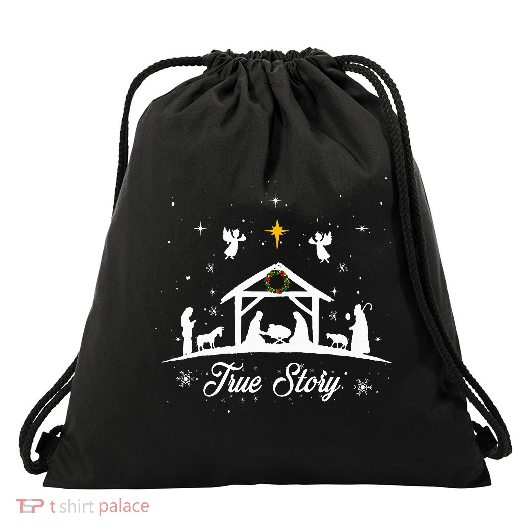 Christmas Nativity True Story Nativity Scene Gifts Drawstring Bag