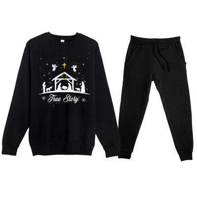 Christmas Nativity True Story Nativity Scene Gifts Premium Crewneck Sweatsuit Set