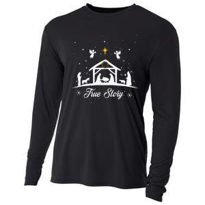 Christmas Nativity True Story Nativity Scene Gifts Cooling Performance Long Sleeve Crew