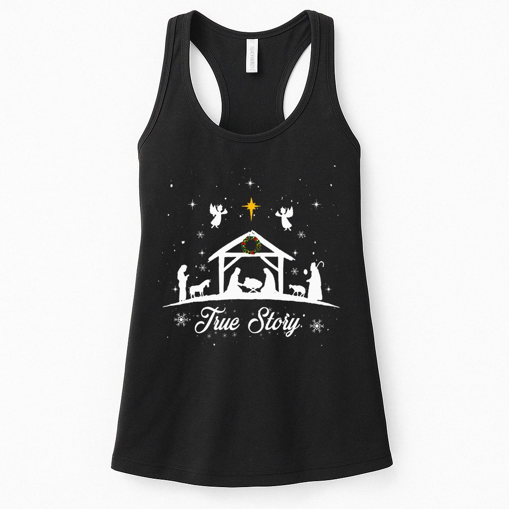 Christmas Nativity True Story Nativity Scene Gifts Womens Tank Top