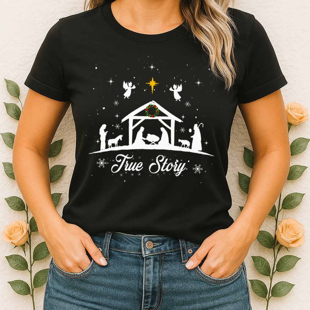 Christmas Nativity True Story Nativity Scene Gifts Womens T-Shirt