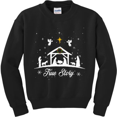 Christmas Nativity True Story Nativity Scene Gifts Kids Sweatshirt