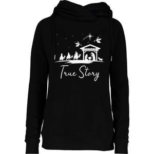 Christmas Nativity True Story of Jesus Birth Womens Funnel Neck Pullover Hood