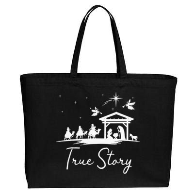 Christmas Nativity True Story of Jesus Birth Cotton Canvas Jumbo Tote