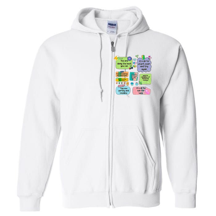 Counselor Note To Self Mental Health School Full Zip Hoodie