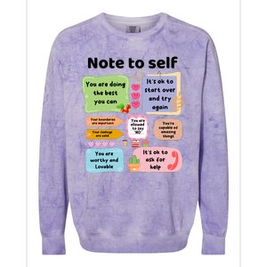 Counselor Note To Self Mental Health School Psychologist Colorblast Crewneck Sweatshirt