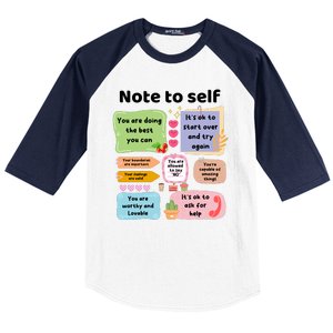 Counselor Note To Self Mental Health School Psychologist Baseball Sleeve Shirt