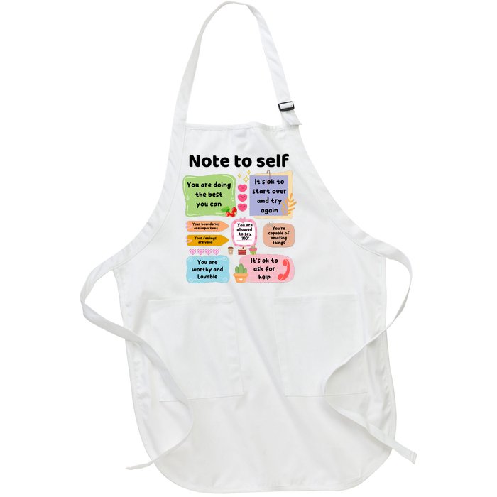 Counselor Note To Self Mental Health School Psychologist Full-Length Apron With Pockets