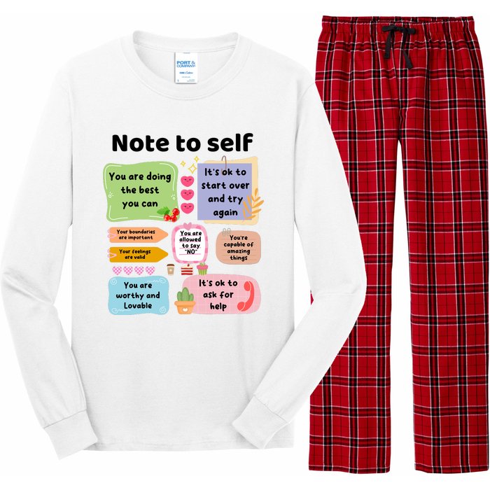 Counselor Note To Self Mental Health School Psychologist Long Sleeve Pajama Set