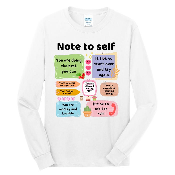 Counselor Note To Self Mental Health School Psychologist Tall Long Sleeve T-Shirt