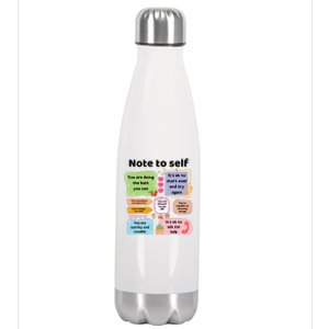 Counselor Note To Self Mental Health School Psychologist Stainless Steel Insulated Water Bottle