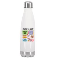 Counselor Note To Self Mental Health School Psychologist Stainless Steel Insulated Water Bottle