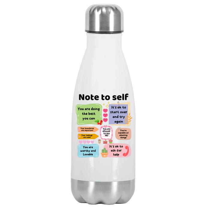 Counselor Note To Self Mental Health School Psychologist Stainless Steel Insulated Water Bottle