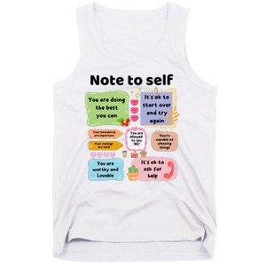 Counselor Note To Self Mental Health School Psychologist Tank Top