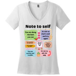 Counselor Note To Self Mental Health School Psychologist Women's V-Neck T-Shirt