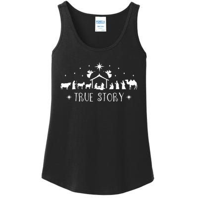 Christmas Nativity True Story Nativity Scene Gifts  Ladies Essential Tank