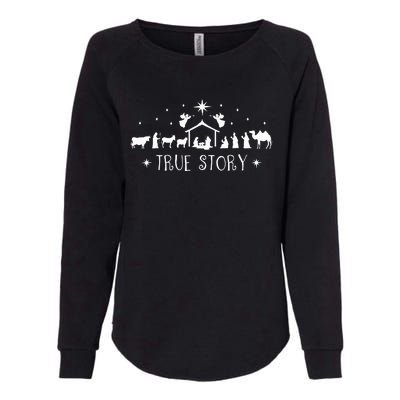 Christmas Nativity True Story Nativity Scene Gifts  Womens California Wash Sweatshirt