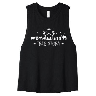 Christmas Nativity True Story Nativity Scene Gifts  Women's Racerback Cropped Tank