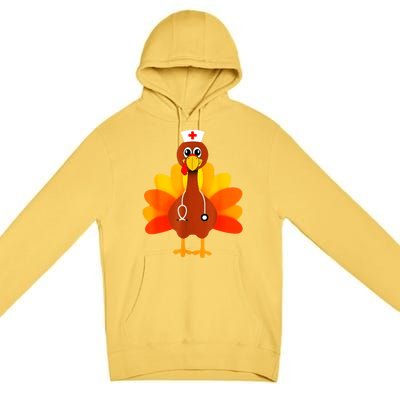 Cute Nurse Thanksgiving Turkey Premium Pullover Hoodie