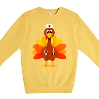 Cute Nurse Thanksgiving Turkey Premium Crewneck Sweatshirt