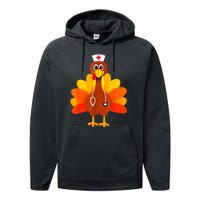 Cute Nurse Thanksgiving Turkey Performance Fleece Hoodie