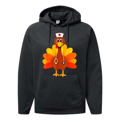 Cute Nurse Thanksgiving Turkey Performance Fleece Hoodie