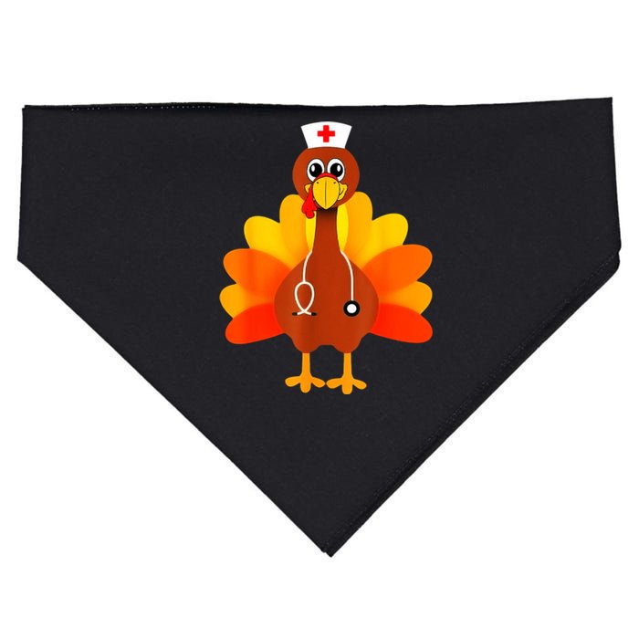 Cute Nurse Thanksgiving Turkey USA-Made Doggie Bandana