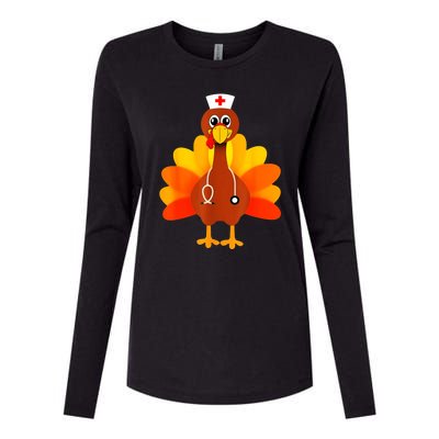 Cute Nurse Thanksgiving Turkey Womens Cotton Relaxed Long Sleeve T-Shirt