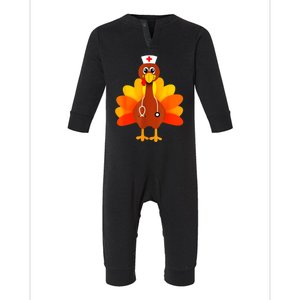 Cute Nurse Thanksgiving Turkey Infant Fleece One Piece