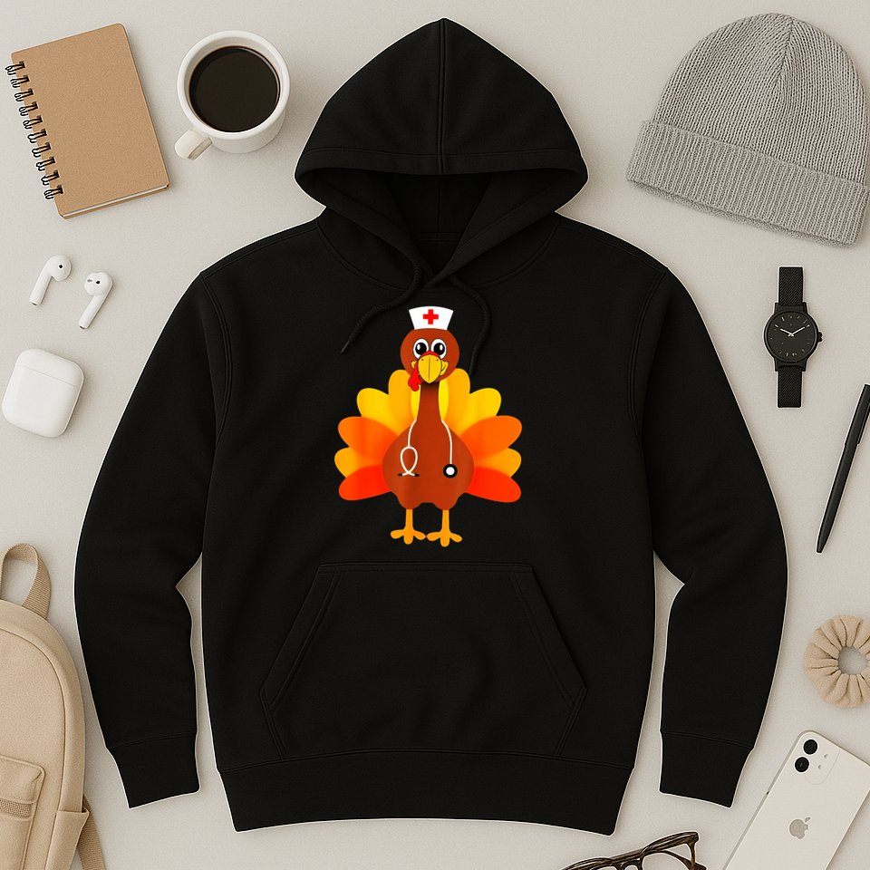 Cute Nurse Thanksgiving Turkey Hoodie