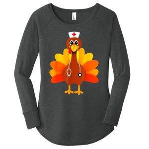 Cute Nurse Thanksgiving Turkey Women's Perfect Tri Tunic Long Sleeve Shirt