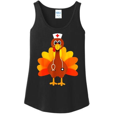 Cute Nurse Thanksgiving Turkey Ladies Essential Tank