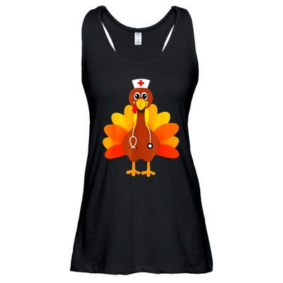 Cute Nurse Thanksgiving Turkey Ladies Essential Flowy Tank