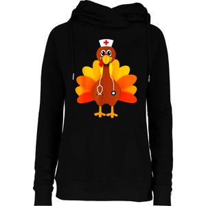 Cute Nurse Thanksgiving Turkey Womens Funnel Neck Pullover Hood