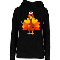 Cute Nurse Thanksgiving Turkey Womens Funnel Neck Pullover Hood