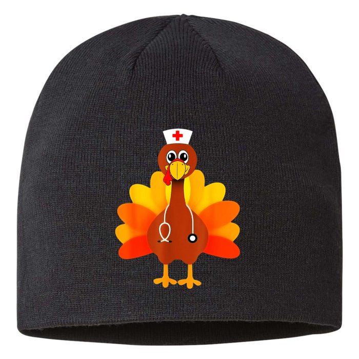 Cute Nurse Thanksgiving Turkey Sustainable Beanie