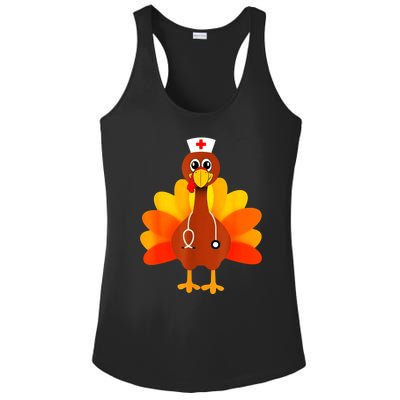 Cute Nurse Thanksgiving Turkey Ladies PosiCharge Competitor Racerback Tank