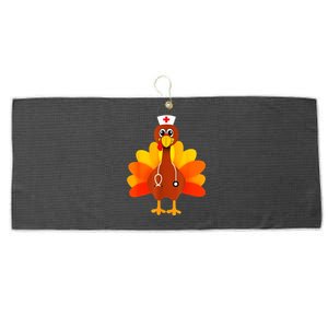 Cute Nurse Thanksgiving Turkey Large Microfiber Waffle Golf Towel