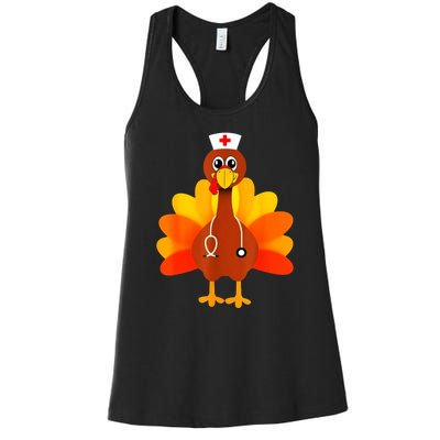 Cute Nurse Thanksgiving Turkey Women's Racerback Tank